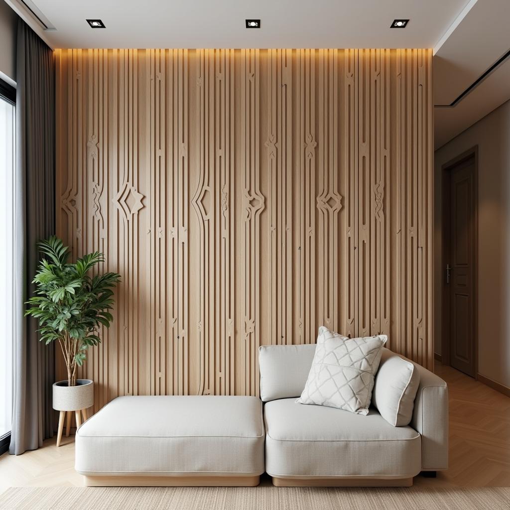 Vách ngăn CNC phòng thờ với thiết kế hiện đại, đơn giản, phân chia không gian hiệu quả mà vẫn đảm bảo tính thẩm mỹ.